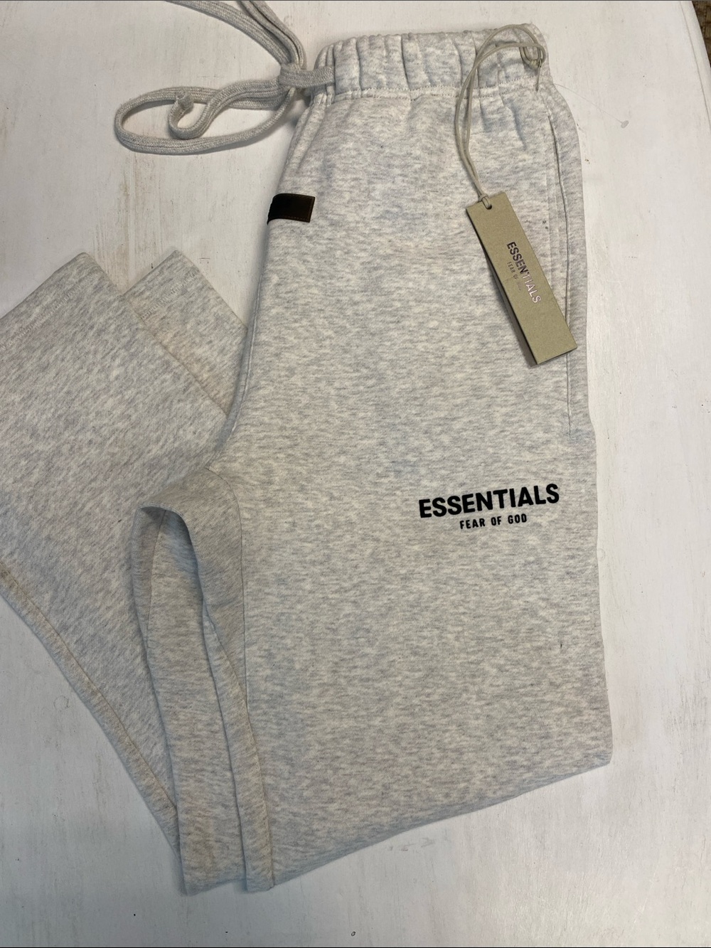 Essentials Light Gray Men's Sweatpants with Black Logo